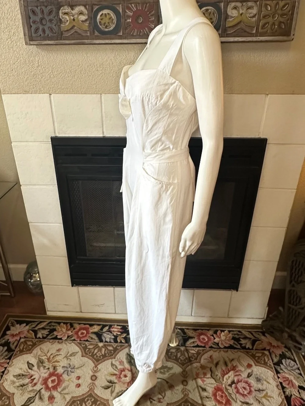 KAREN ALEXANDER Vtg WHITE JUMPSUIT parachute pant ROMPER pockets 10 style W4169 - Picture 5 of 15